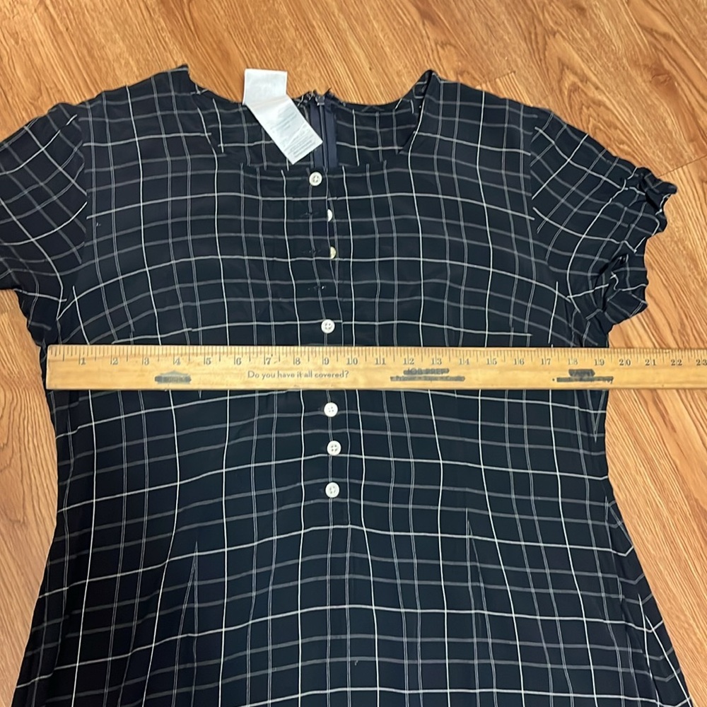 LAURA ASHLEY Maxi Dress Cottagecore Pilgrim Vintage Black gray Checkered Size 10 - Picture 7 of 12